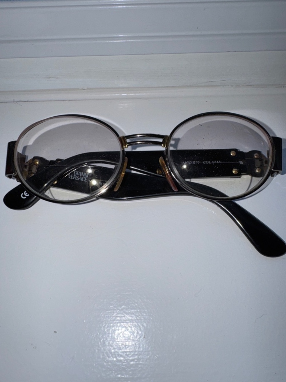 Medallion Accent Sunglasses with Black Arms and Gold Detail